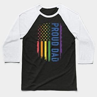 Proud dad with US flag for pride month family Baseball T-Shirt